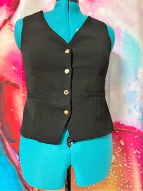 Classic Black Button-Front Vest